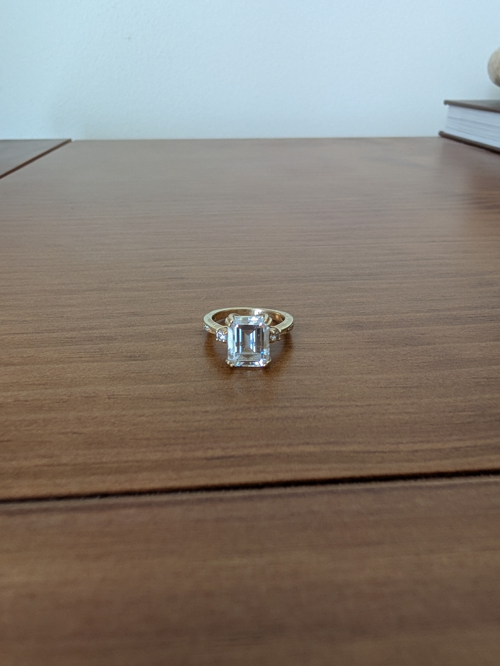 Charles and Colvard 3.69CTW Emerald Engagement Ring with Matching Band Size 5